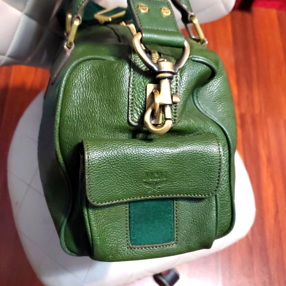 MCM Olive Green Leather Travel Bag - Picture 11 of 17
